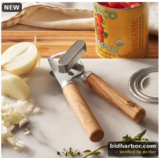 The Pioneer Woman Stainless Steel Manual Can Opener with Olivewood Handles