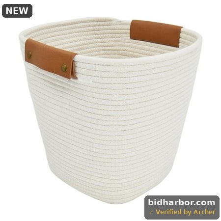 Better Homes & Gardens Medium White Cotton Rope Decorative Storage Basket  11 in X 11 in