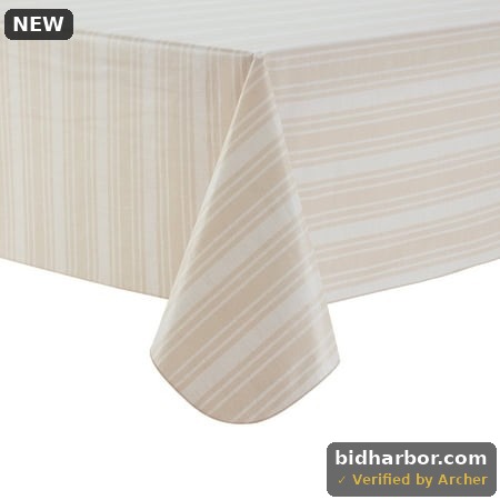 Mainstays Peva Tablecloth 60" X 102", Beige Tan Stripe 60 X 102 Inches