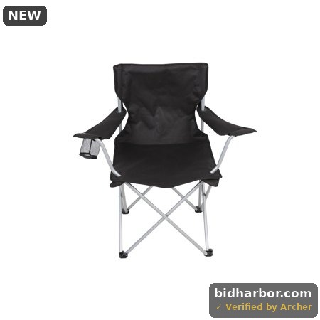 Ozark Trail Quad Folding Camp Chair with Cup Holder  Black