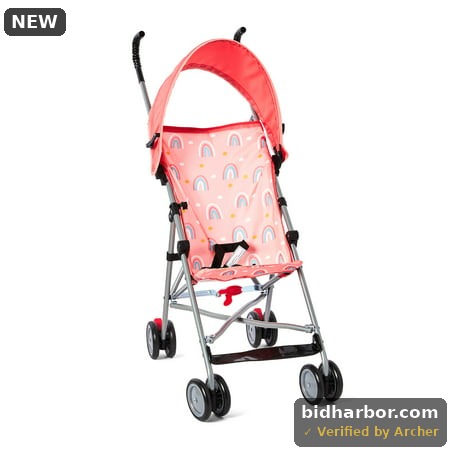 Parent’s Choice Baby Umbrella Stroller with Adjustable Canopy  Lightweight Compact Fold  3-Point Harness — Pink Rainbow (up to 40 Lb Capacity)
