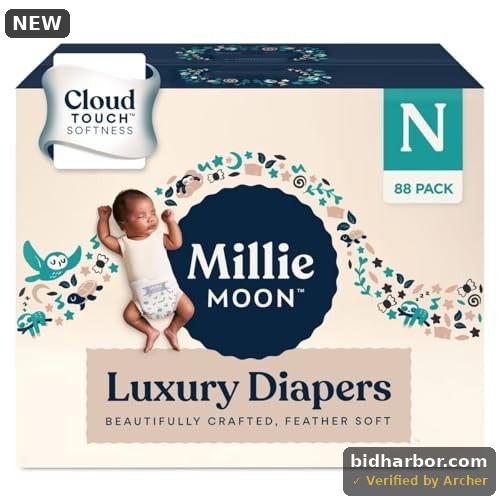 Millie Moon Luxury Diapers  Size Newborn  88 Count (Select for More Options)