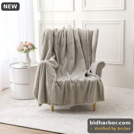 Mainstays Beige Stripe Faux Fur Throw  50  X 60   Adult/Teen