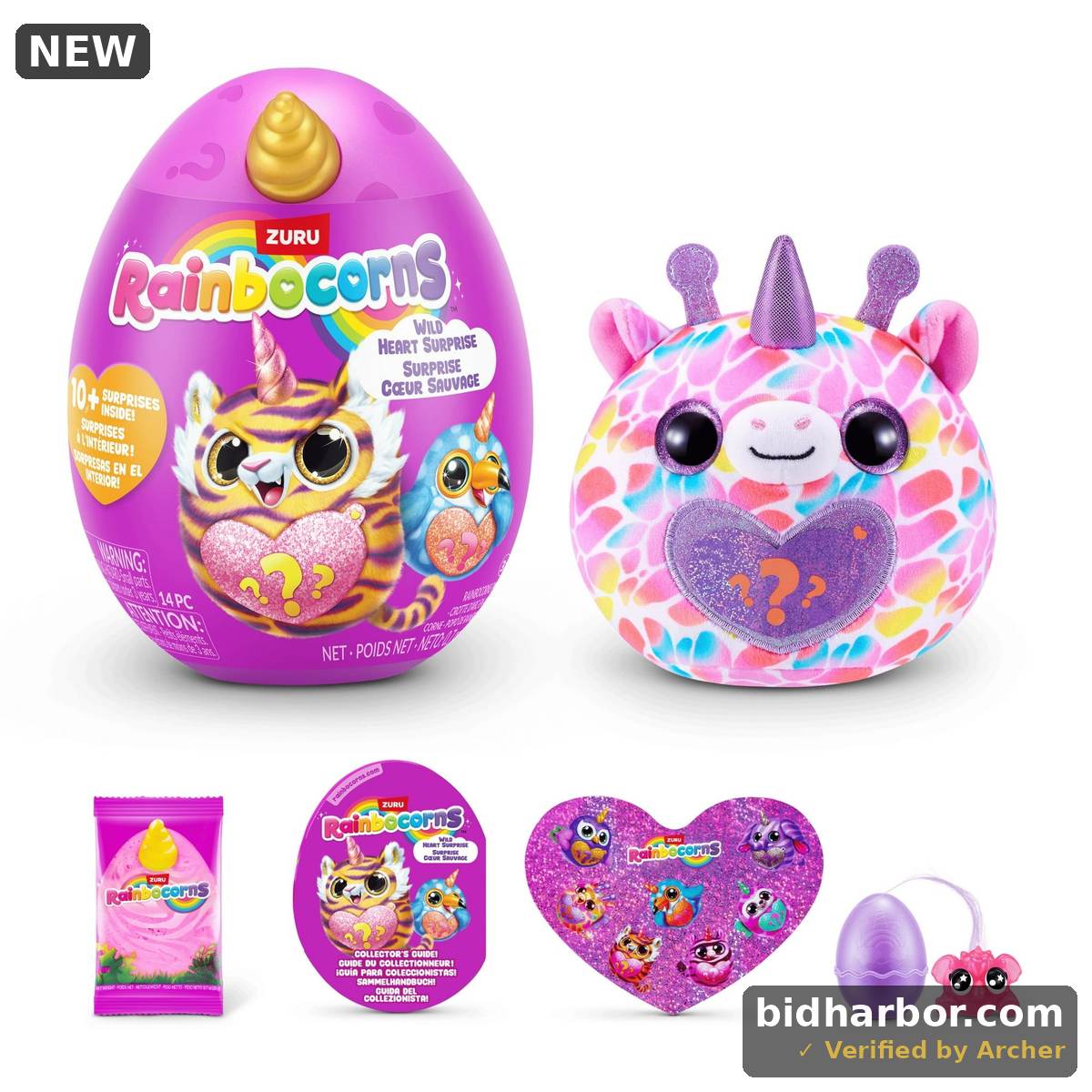 Rainbocorns Wild Heart Surprise (Assorted), Mystery Egg Soft Stuffed Animal Plush Toy by Zuru Colors May Vary