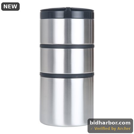 Mainstays Stacking Food Jar Insulated Food Storage Container  Stainless Steel  Round  41 Oz  Ideal Use for Workday Meals and Travel to Keep Meals Hot