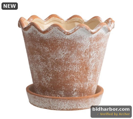 My Texas House 8 in Wave Ceramic Planter Pot, Terracotta, Indoor & Outdoor Use
