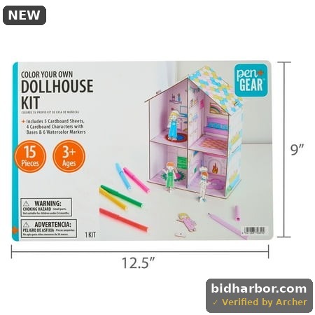 Pen+Gear Cardboard Color Your Own Dollhouse Kit  15 Pieces