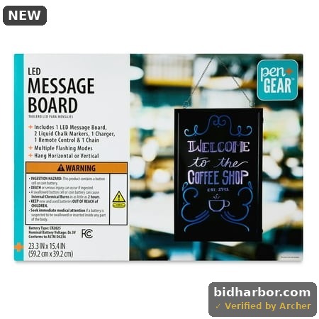 Pen+Gear LED Illuminated Message Board  15.7  × 23.6   Multi-Mode Flashing  Includes Markers & Remote