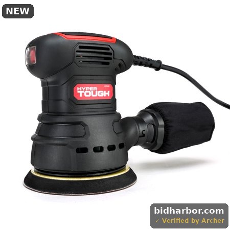 Hyper Tough 2.5 Amp Corded 5 Inch Orbital Sander with Dust Bag  Vacuum Hose Adapter & 3 Sanding Sheets  New Condition