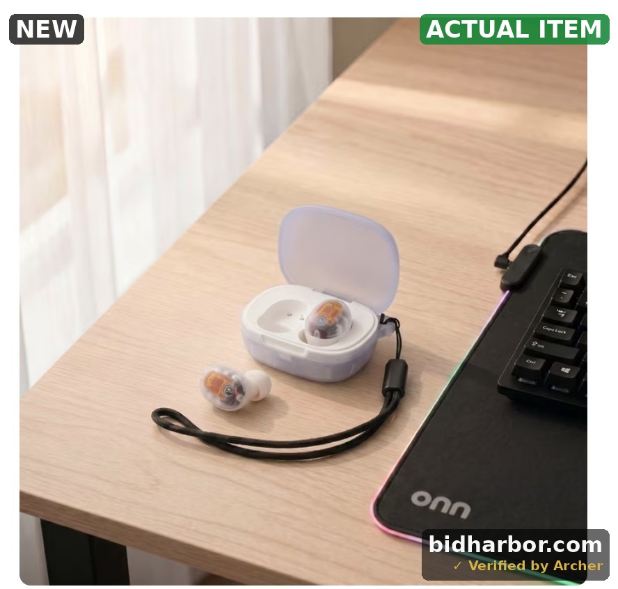 onn Wireless Mini-Earbuds with Wrist-Strap, Clear and White