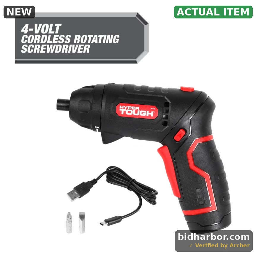 Hyper Tough 4-Volt Max Lithium-Ion Cordless Rotating Screwdriver With Charger 80150