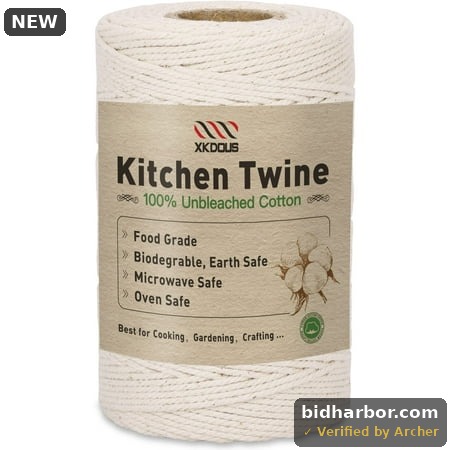 XKDOUS 476ft Butchers Twine  100% Cotton Food Safe Cooking Twine Kitchen Twine String  2mm Natural White Butcher Twine for Meat and Roasting  Trussing