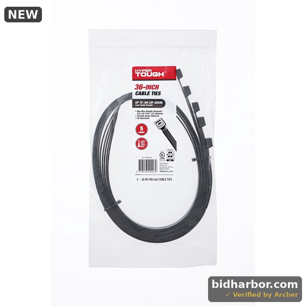 Hyper Tough 36inch Cable Tie Uv Black 5Pcs