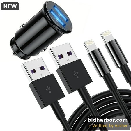 Compatible with iPhone Car Charger, Dual Port Car Charger Cigarette Lighter Adapter 2x3ft Cable Compatible for iPhone 14/13/12 Pro/11/X/8/7/Airpods
