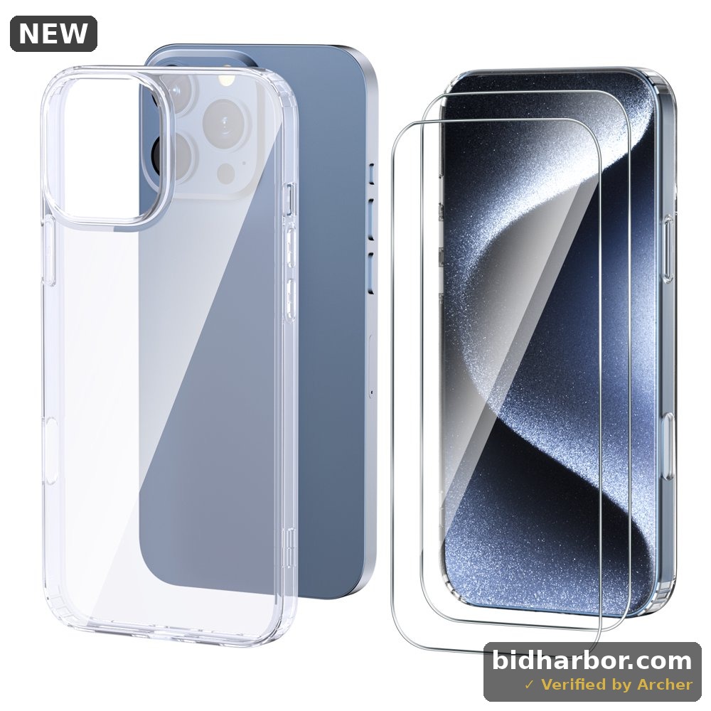 Qoosea For iPhone 16 Pro Max Case Clear With 2X Screen Protector Slim Shockproof Case For iPhone 16 Pro Max 6.9 Inch