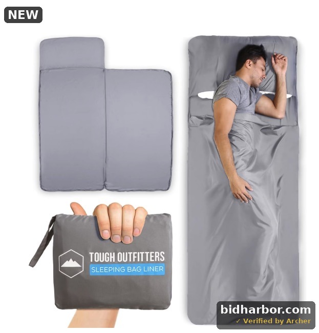 Tough Outdoors Adult Sleeping Bag Liner - Travel Sheets for Backpacking, Hotels, Hostels - Lightweight Camping Liners