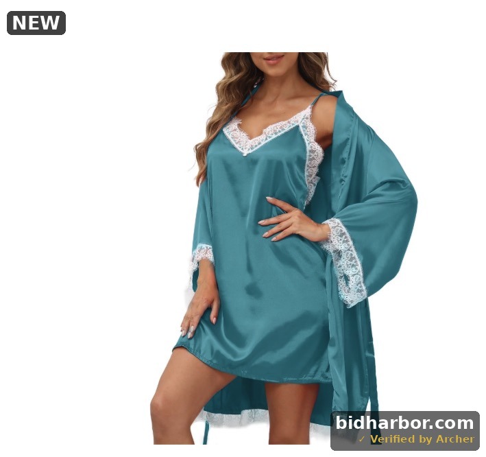 Sexy Lingerie, PUTUO Lingerie for Women, 2pcs Lace Cami Nightgown with Robes, Womens Lingerie Satin Silk Robe, Green M
