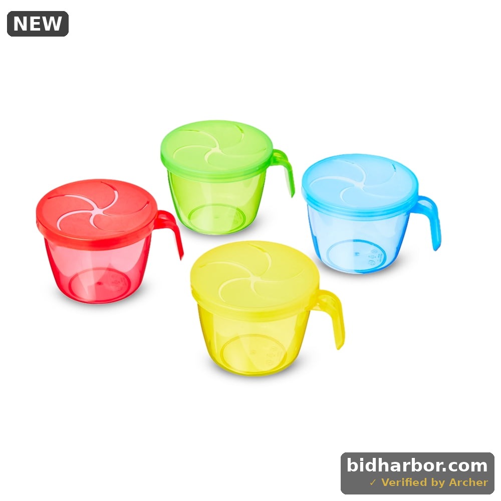 Parent S Choice BPA-Free Plastic Snack Cups with Handle Multi-Color 4 Count