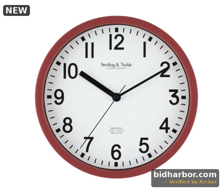 Mainstays Basic Indoor 8.78 Red Analog Round Modern Wall Clock