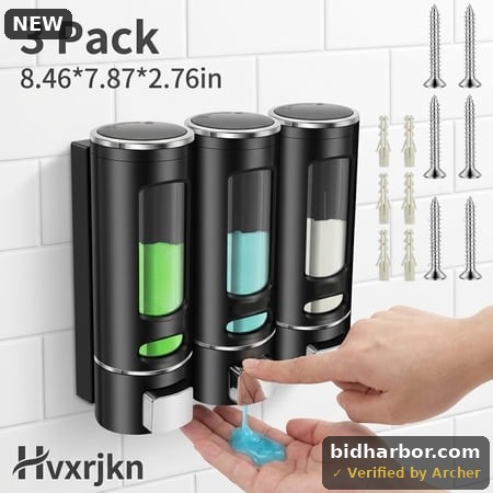 Hvxrjkn Shampoo and Conditioner Dispenser Soap Dispenser with Clear Window 7.87*8.46*2.76in 3 Chamber Shampoo Dispenser for Shower Home