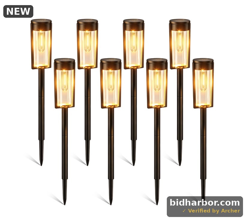 Rirool 8 Pack Solar Pathway Lights Outdoor, Solar Powered Garden Lights with IP65 Waterproof, Warm White LED, Auto On/Off for Lawn, Patio, Walkway, Driveway Decor