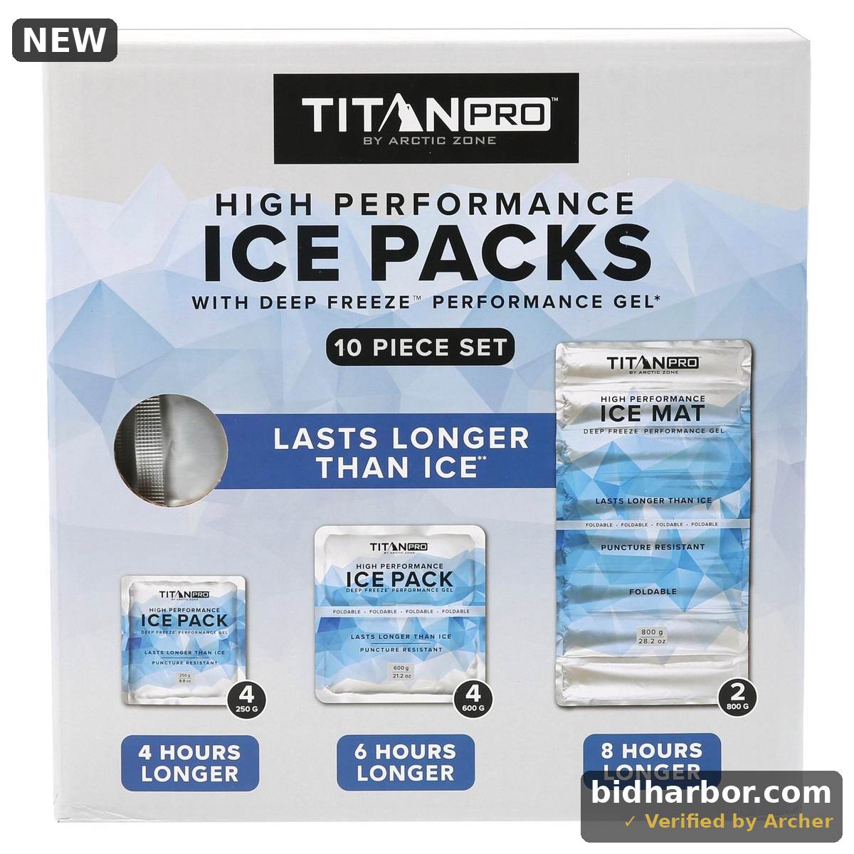 Arctic Zone Titan PRO High Performance 10-Piece Cold Gel Ice Packs Set