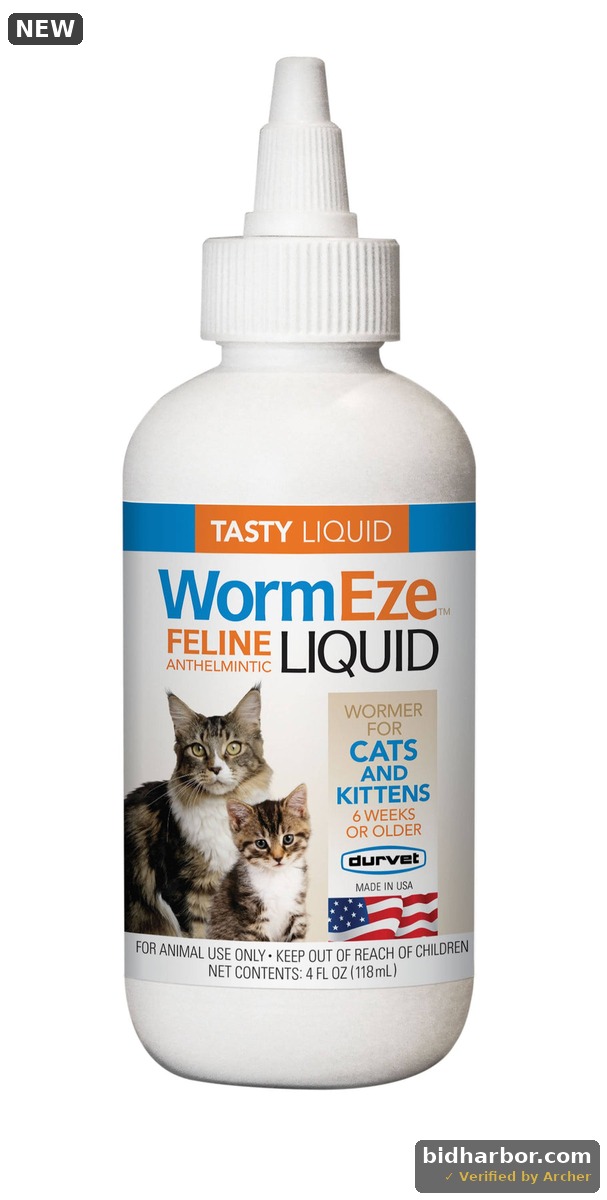Durvet WormEze Feline Anthelmintic Liquid For Cats & Kittens - 4 Oz