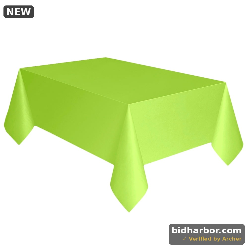 108" X 54" Plastic Neon Green Table Covers, 3ct