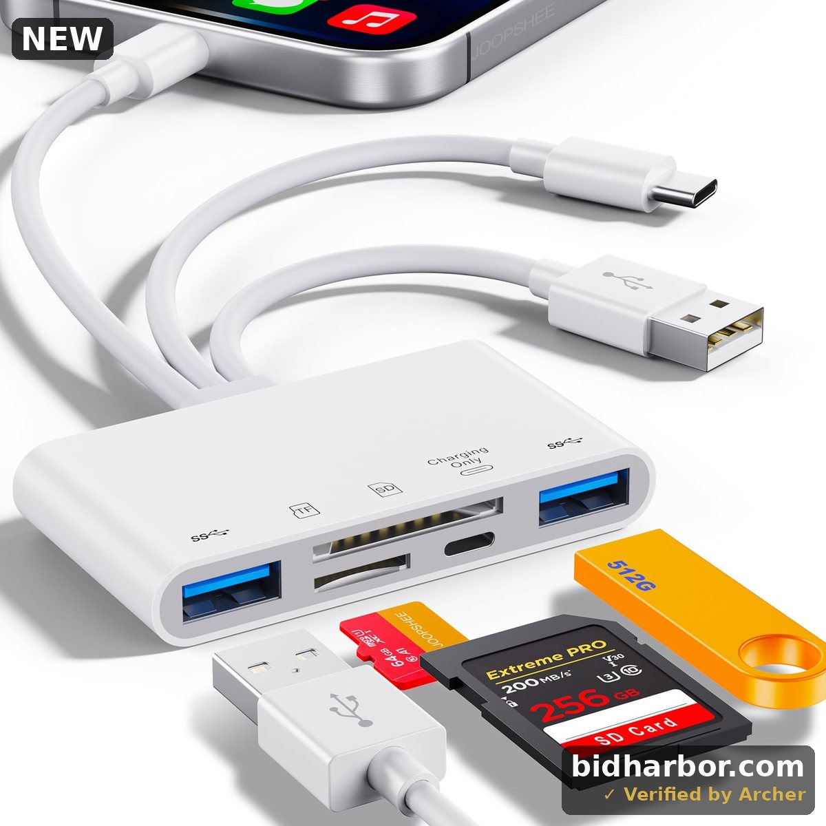 JOOPSHEE 5-in-1 USB/USB-C Memory Card Reader and OTG Adapter