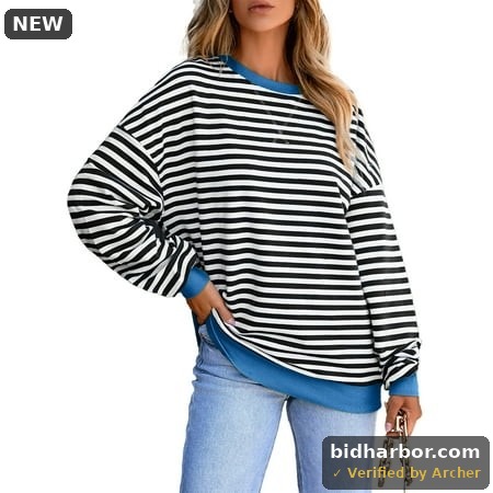 DOKOTOO Womens Crew Neck Sweatshirt Casual Loose Soft Long Sleeve Colorblock Pullover Tops White L US12-14