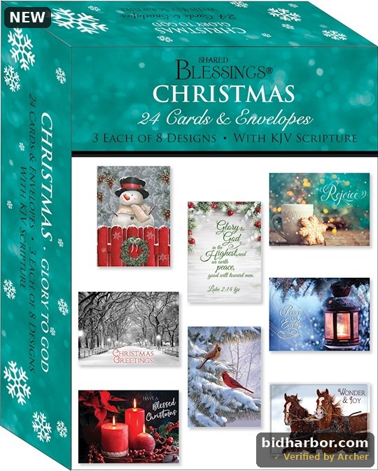 Crown Point Graphics Shared Blessings KJV Christmas Cards, Box of 24