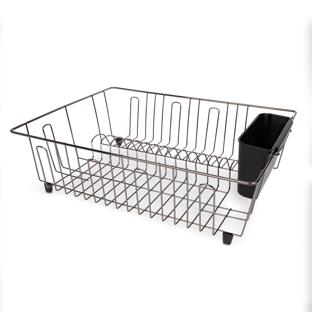 Mainstays Large Wire Dish Rack Black/Chrome - 17.5 X 13.75 X 5.5