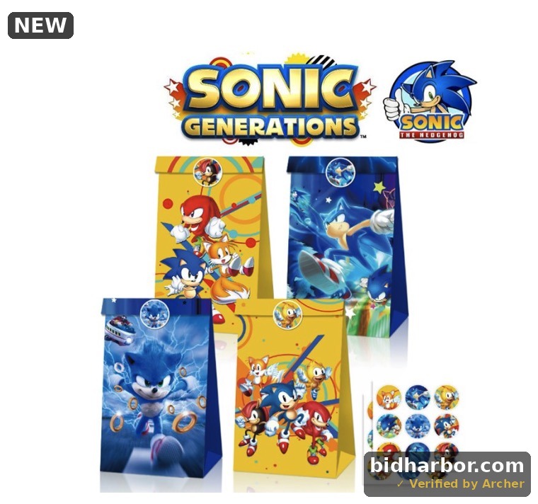 24 PCS Sonic Gift Bags Birthday Party Gift Bags Party Flavors Bags Super Sonic Favor Bags Sonic Goodie Bags