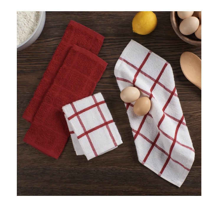 Mainstays 4-Pack 12”x12” Woven Kitchen Dish Cloth Set Red Sedona
