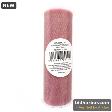 Fuzhou 6inch 12Yd Medium Pink Glitter Tulle Spool 100% Polyester by the Bolt