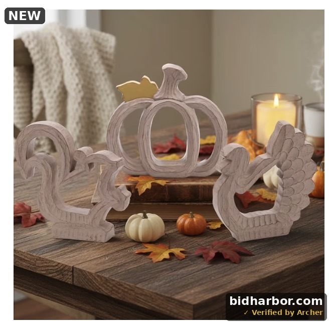 Ayieyill Fall Decorations for Home, Thanksgiving Decorations Pumpkin Decor Turkey Decor Resin, 3pcs Wood