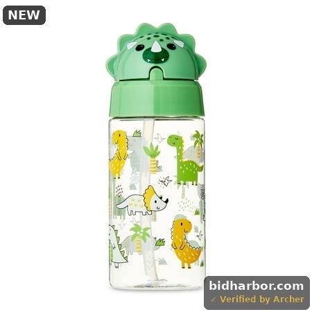 Parent S Choice Dino Green Tritan Plastic Sippy Water Bottle for Kids BPA-free