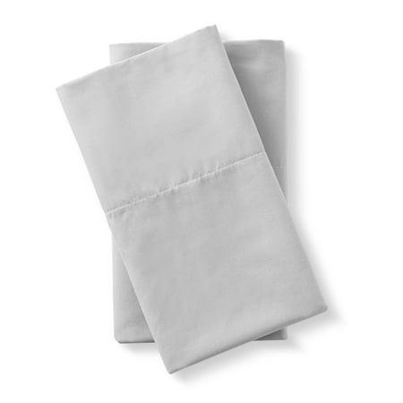 Mainstays 2-Piece 300 Thread Count Solid Soft-Silver CVC Cotton Blend Pillowcase Set Standard/Queen Adult / Teen