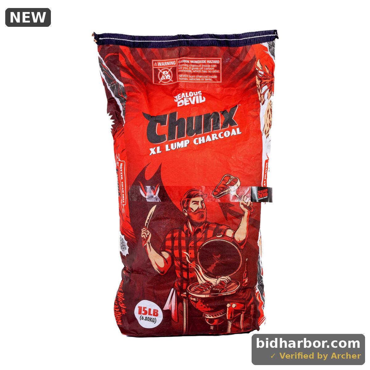 Jealous Devil Chunx XL - 15 lbs Natural Hardwood Lump Charcoal, High Heat, Long Burn, Low Ash