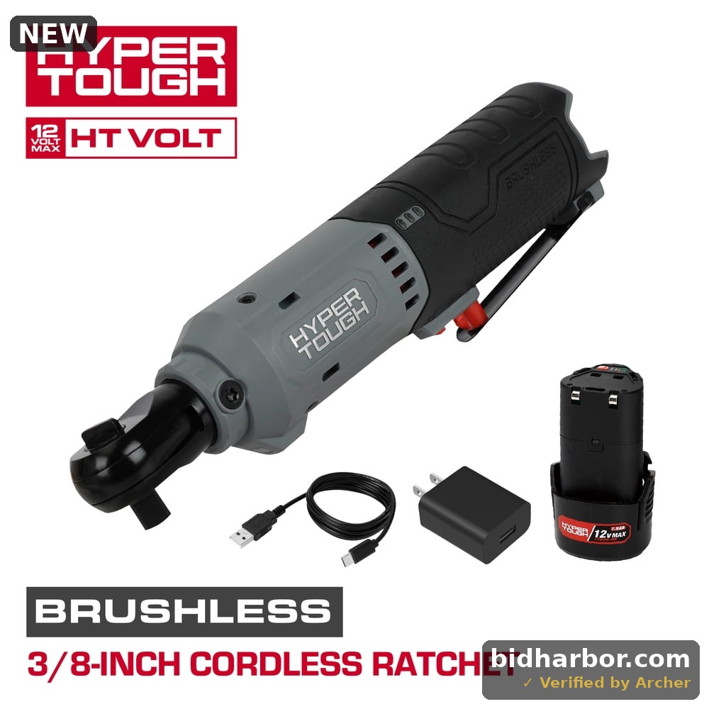Hyper Tough 12V Brushless Ratchet Wrench with 1.5Ah Battery