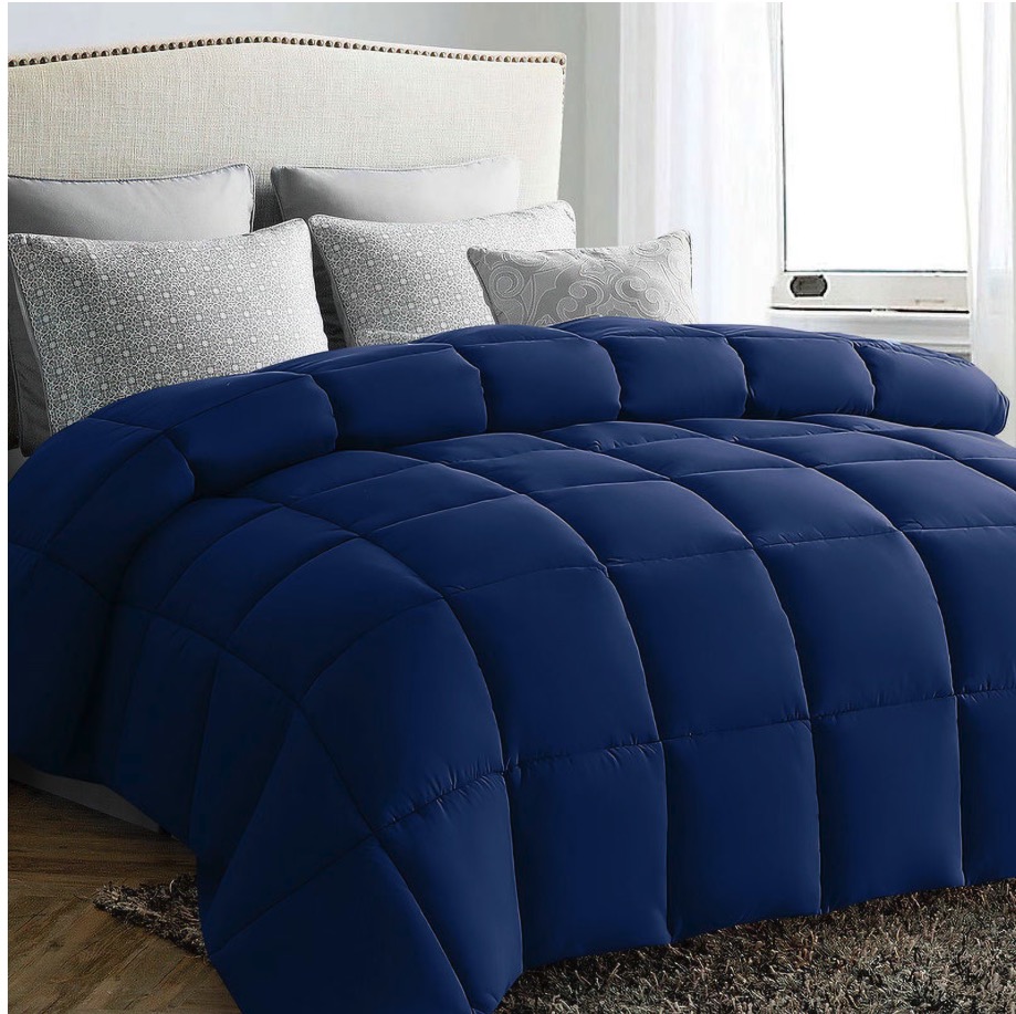 JUSTLET 3 Pieces King Size Comforter Set, Bed in a Bag, Machine Washable Bedding Set, Navy Blue