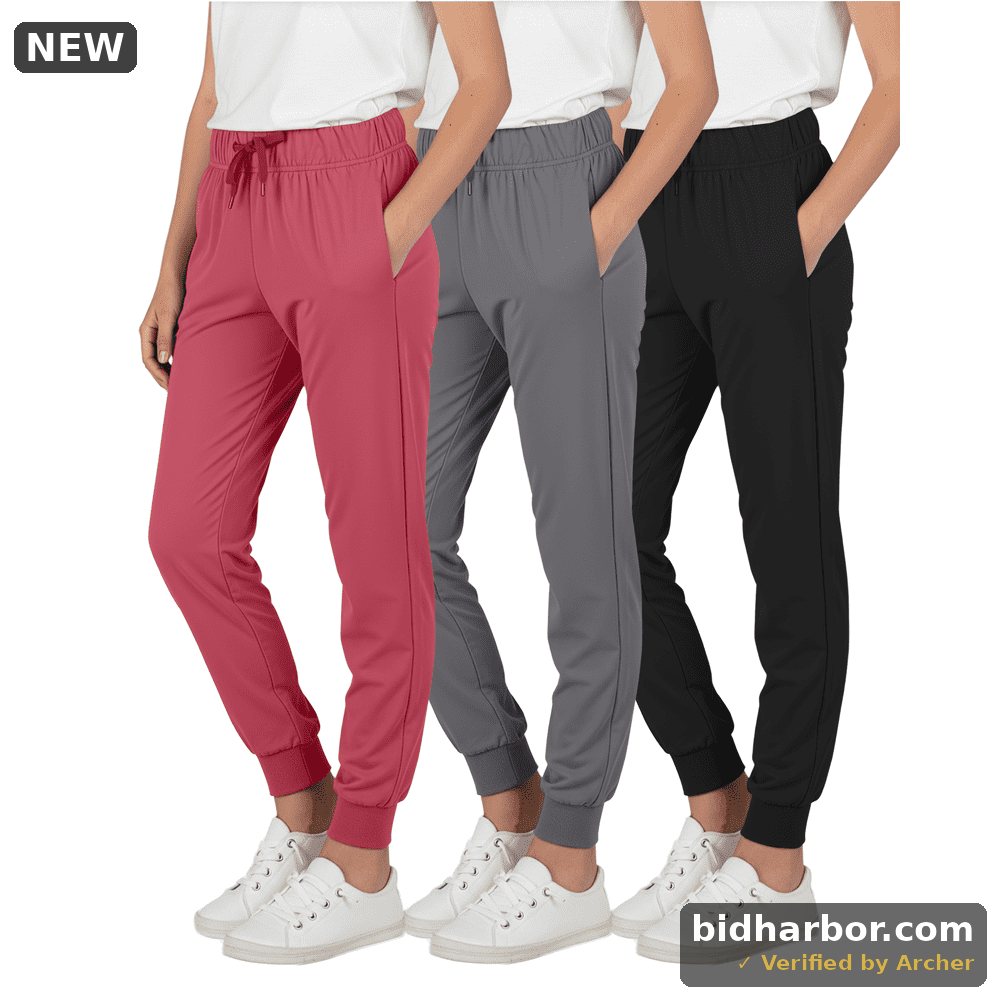 Real Essentials Girls 3-Pack Soft Lounge Joggers, Athletic Casual Sweatpants, Size Medium