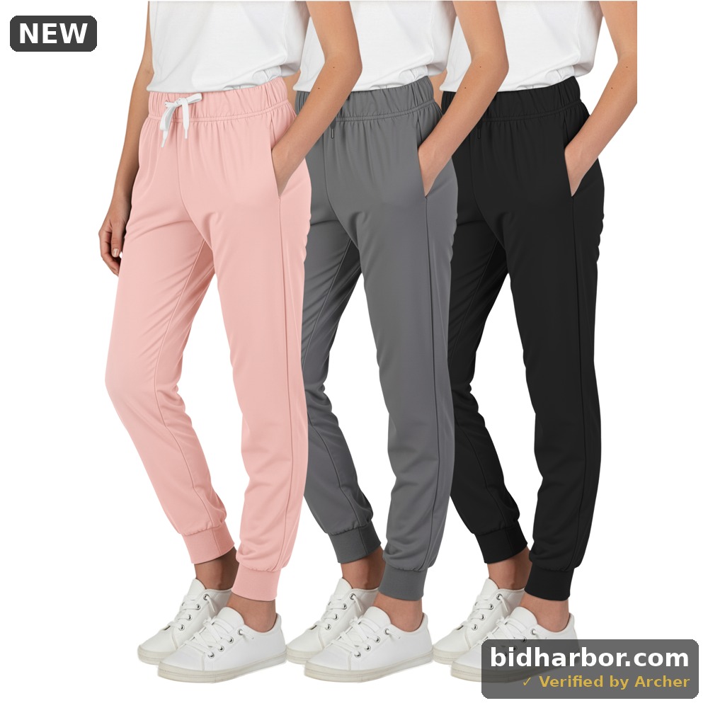 Real Essentials Girls 3-Pack Soft Lounge Joggers, Athletic Casual Sweatpants, Size Medium