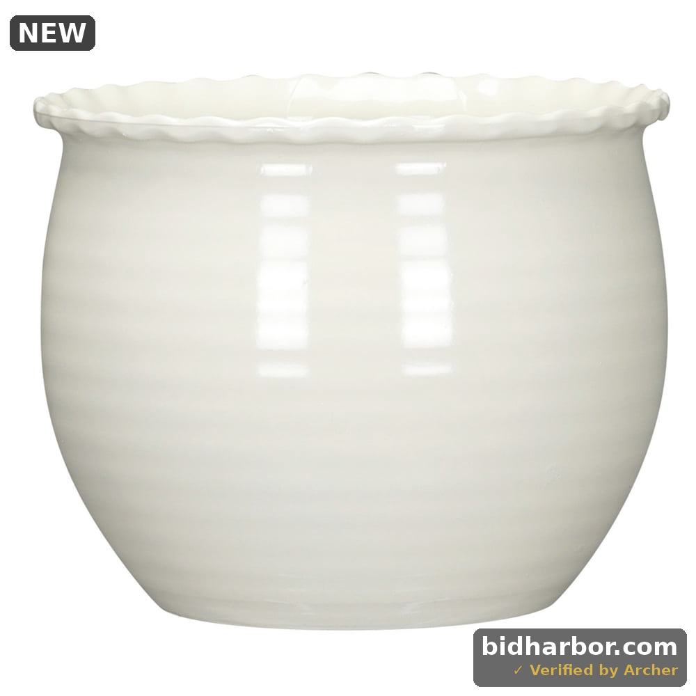 Mainstays Brooke Round Planter Vanilla Dream 8 In X 8 In X 6.5 In 100% Recycled Resin
