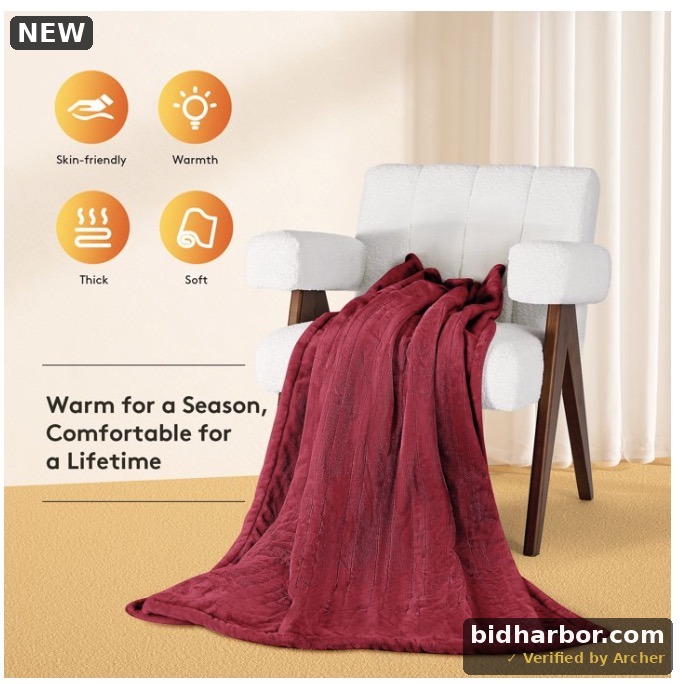 JUSTLET Heated Blanket Throw, 50x60 Double-sided Flannel Electric Blanket, 9 Heat Levels & 2-10 Hours Auto shut-off, over-heat protection, machine washable, Red