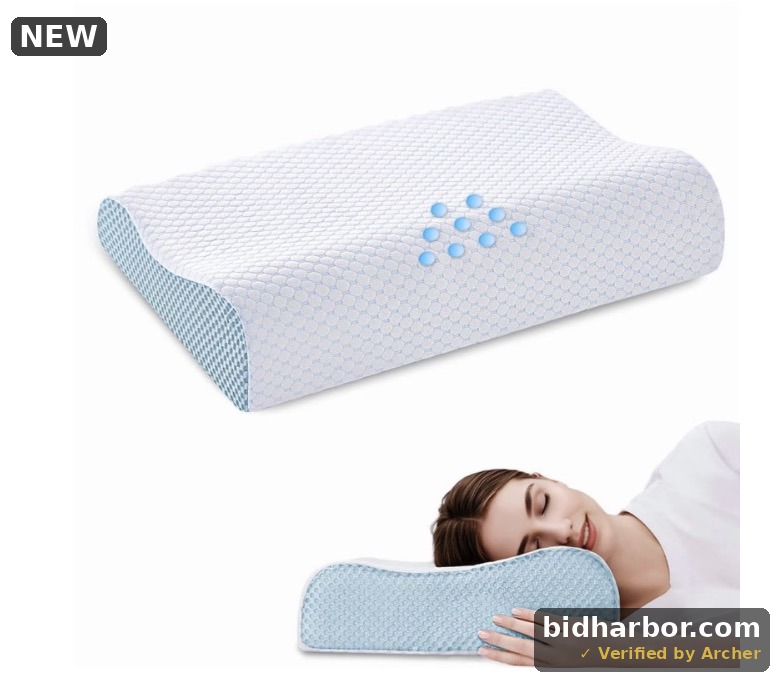 Cervical Memory Foam Contour Pillow for Neck and Shoulder Support, Removable Washable Cover, Blue