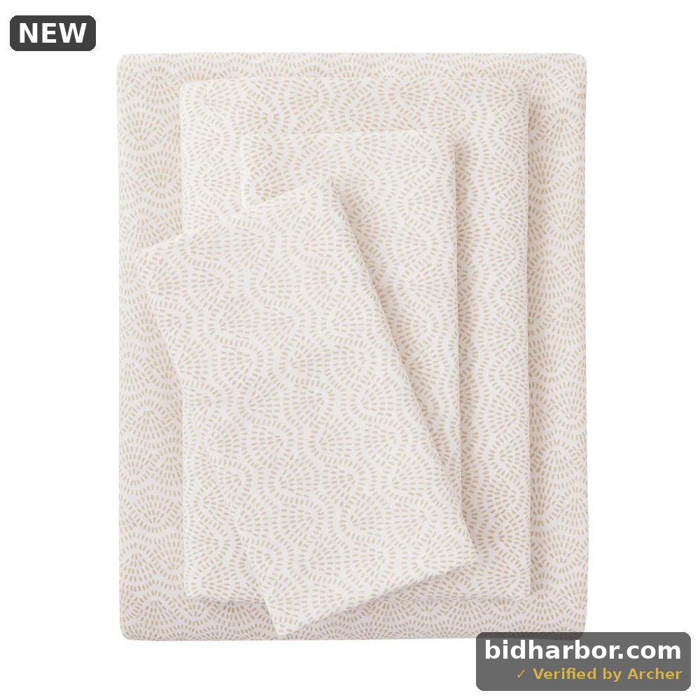 Mainstays Crisp & Cozy Full Sheet Set, Beige Geo, 4 Pieces