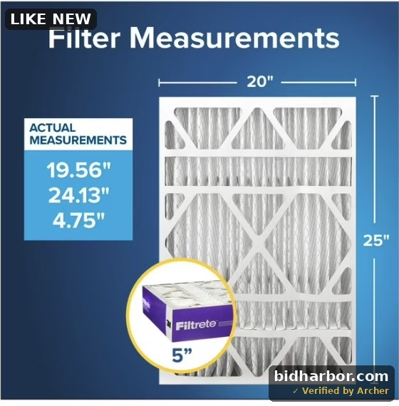 Filtrete 20x25x5 HVAC Furnace Air Filter, MPR 1550 MERV 12, Allergens, Bacteria & Viruses, 1 Filter
