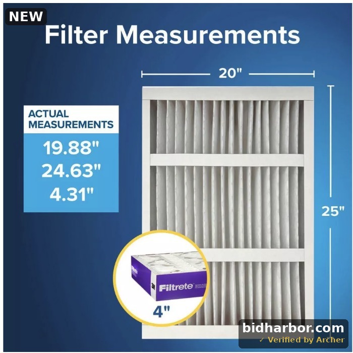 Filtrete 1550 MPR Allergen, Bacteria and Virus Deep Pleat Air Filter, 20 x 25 x 4 in, MERV 12