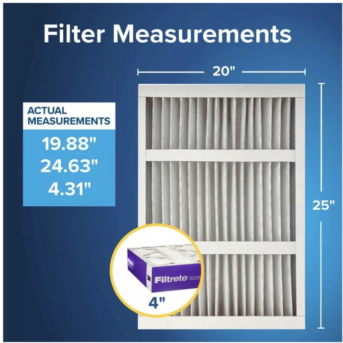 Filtrete 1550 MPR Allergen, Bacteria and Virus Deep Pleat Air Filter, 20 x 25 x 4 in, MERV 12
